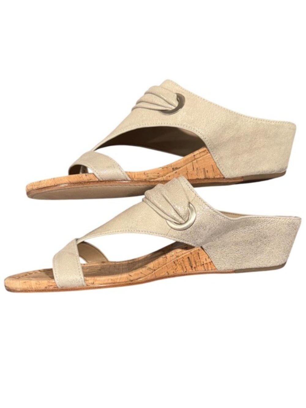 Donald J Pliner Dionne Cork Wedge Slide Sandals Metallic Leather Women’s 10 - Picture 4 of 10